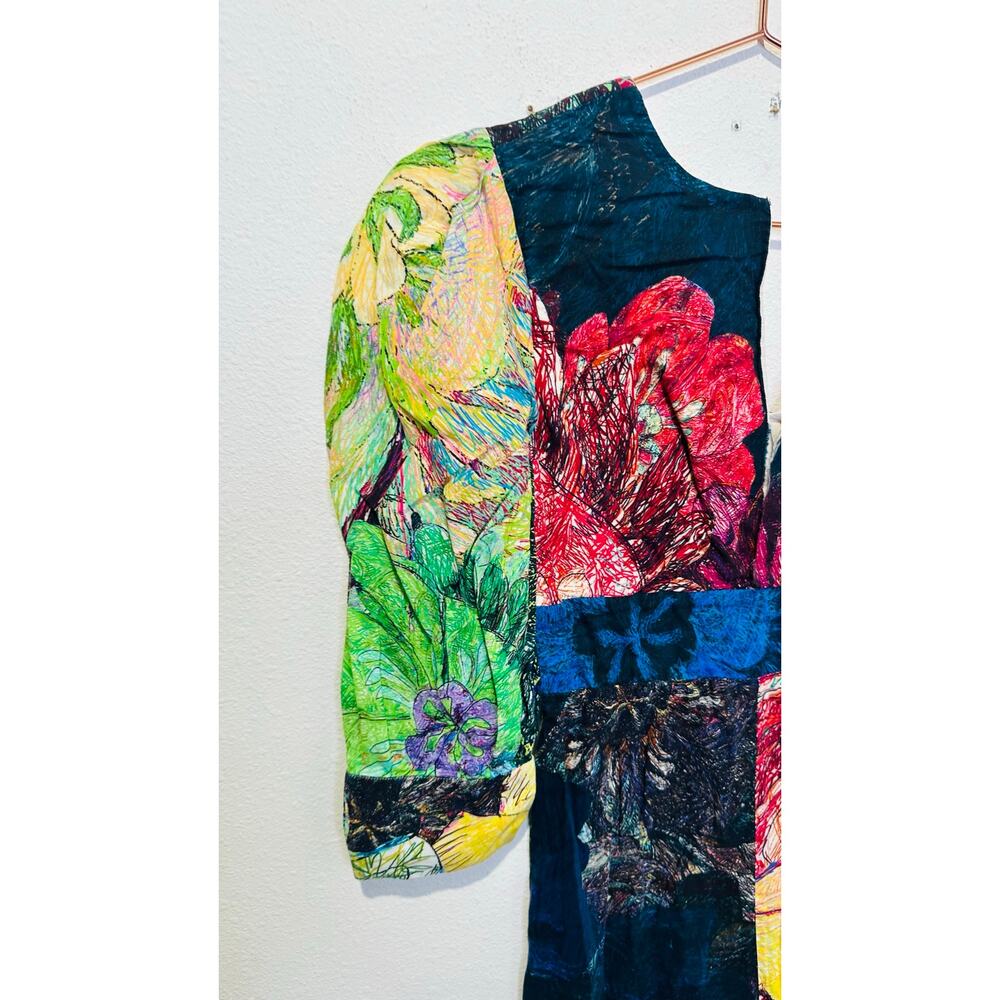 SAAKSHA & KINNI Multicolored Floral Daisy Crew Neck Short Sleeve Dress size XS - Picture 4 of 15